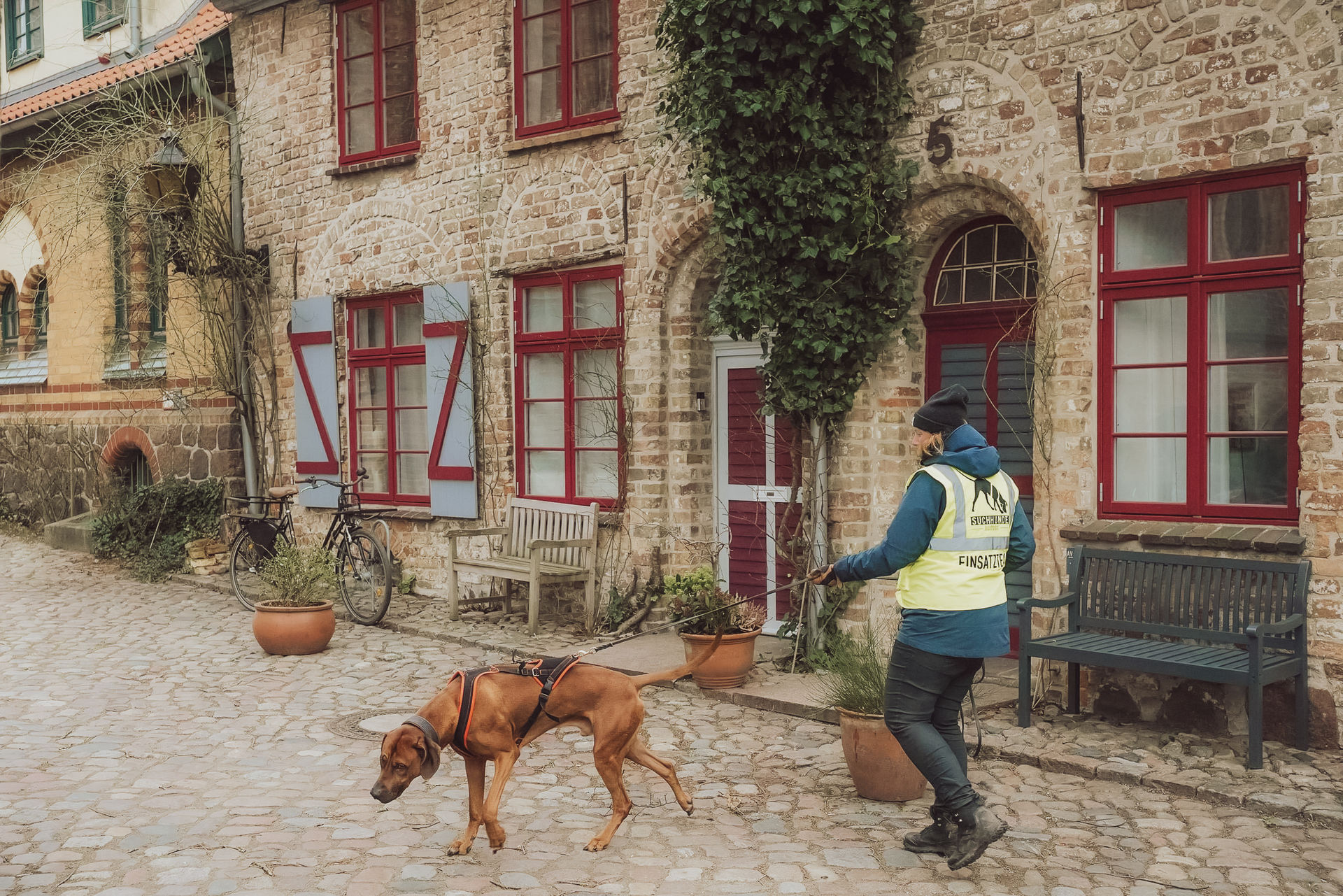 Hundetrainerin Sophia beim Mantrailing mit ihrem Hund